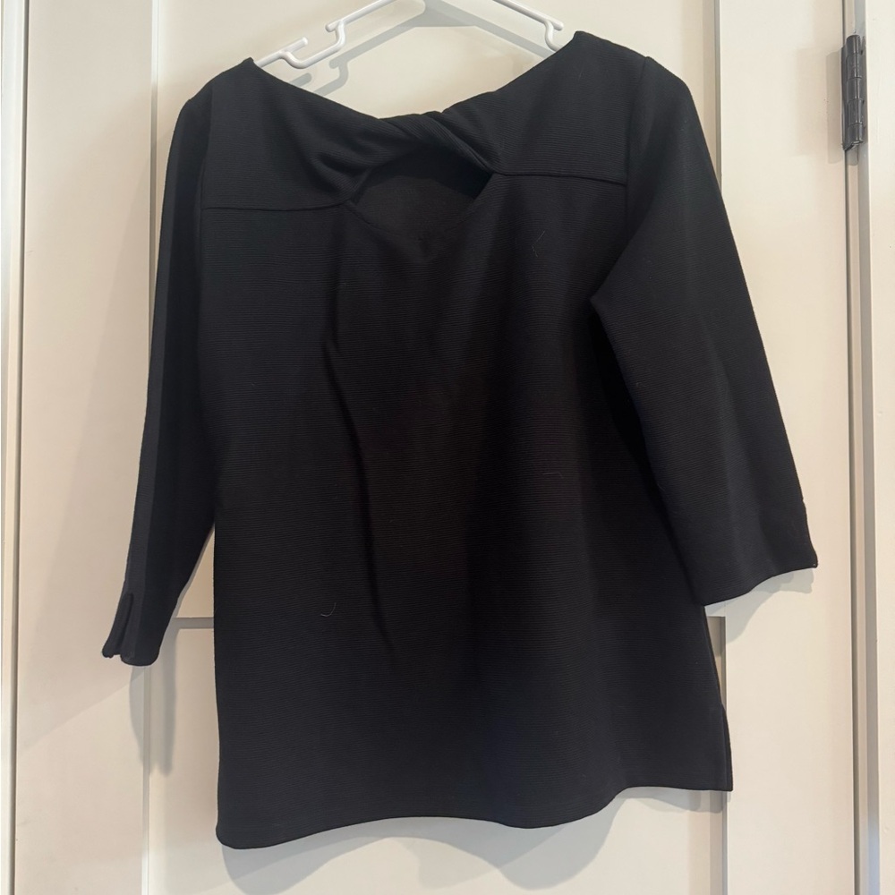 Talbots Black Ribbed Knit Top - Picture 3 of 5